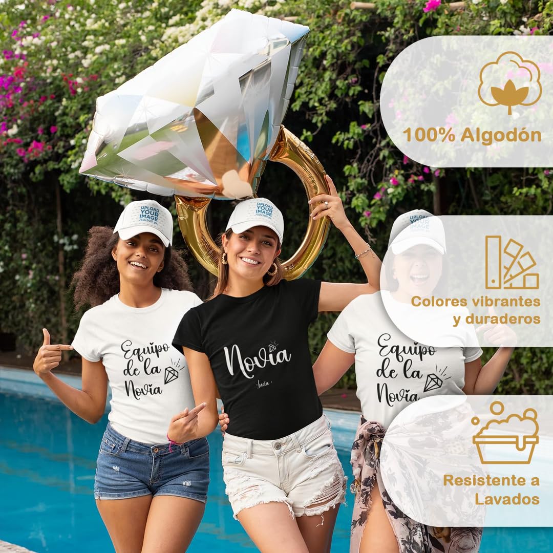 Camiseta despedida soltera personalizada con nombre | Pack 5 unidades | Novia | Team Bride | Equipo de la novia