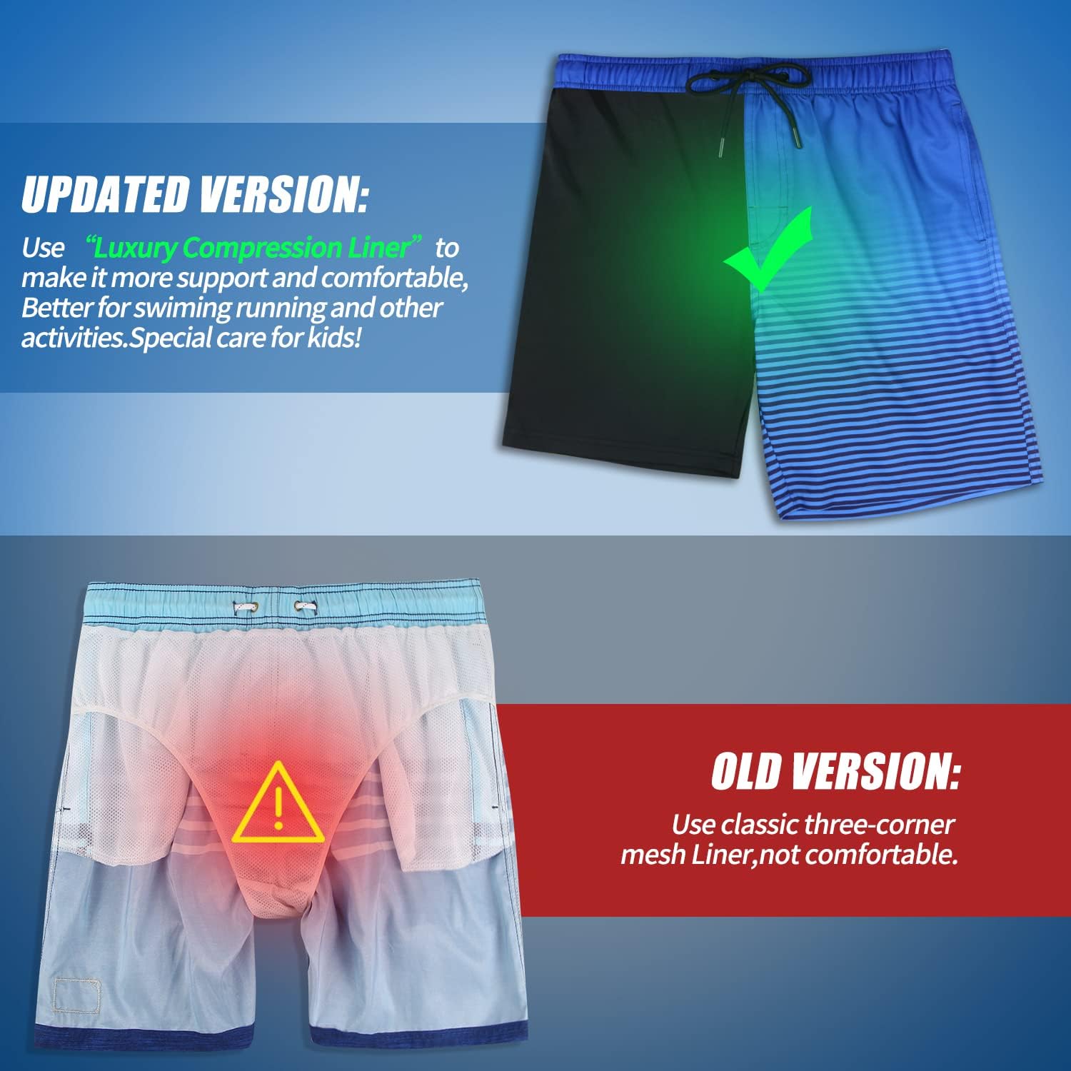 QRANSS Mens Swimming Trunks with Compression Liner 9'' Quick Dry Long Swim Shorts Swimwear Boardshorts with Boxer Brief Liner