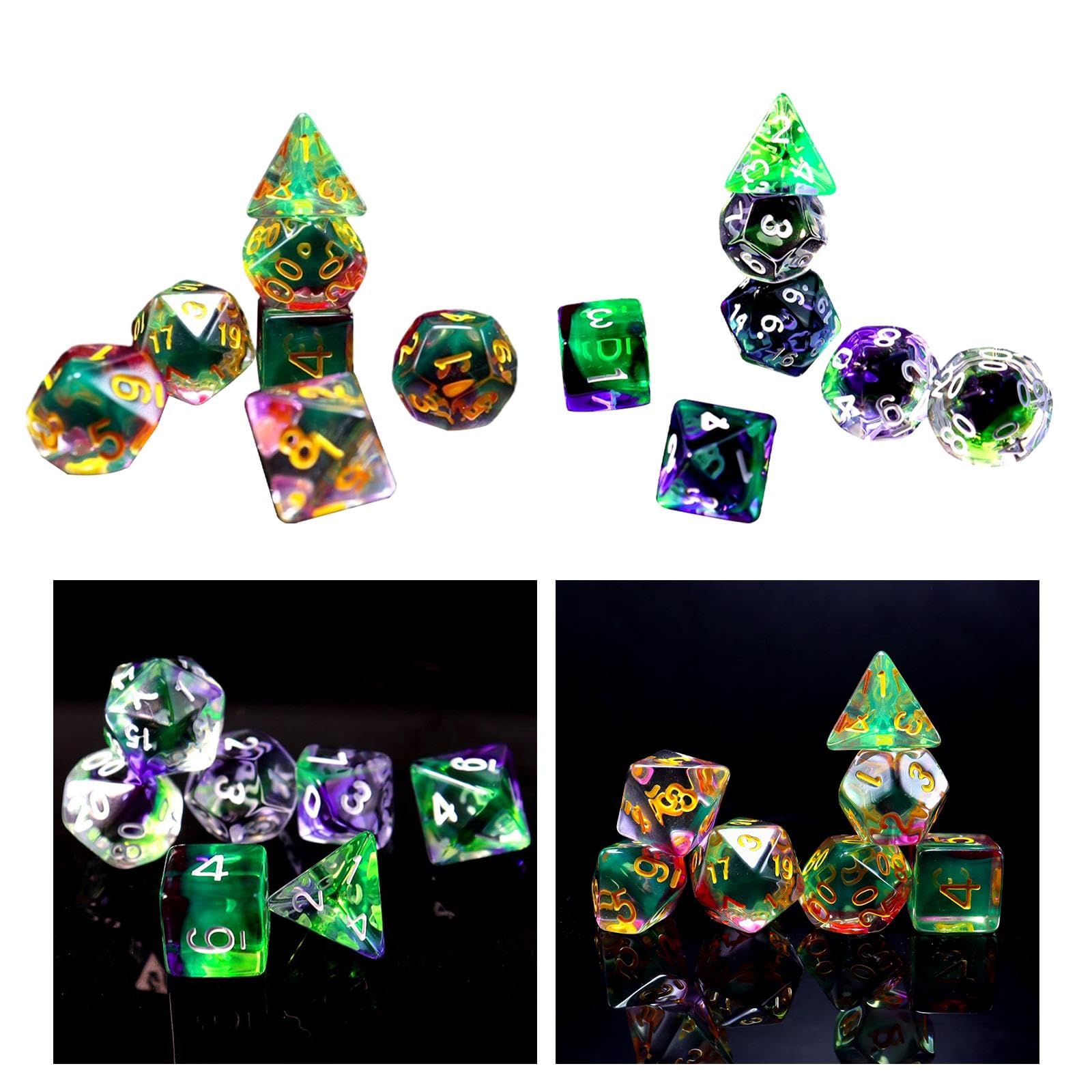 Enakshi (LABEL) Creations 7 s Acrylic Ds D4-d20 Polyhedral Ds Set for Board Game Card Games Green RedCard Toys Toys & Hobbies|Games| Games