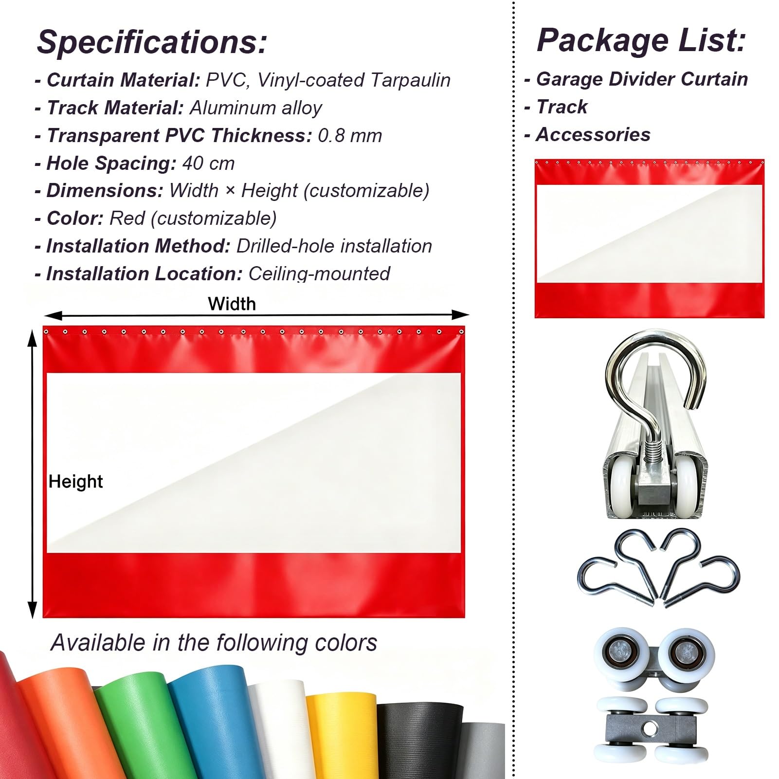 Telo PVC Trasparente Tenda di Separazione Industriale Trasparente Garage | Tenda Termica Separazione per Officina, Divisorio Scorrevole Flessibile, Su Misura Personalizzata(4x3.8m/13.1x12.5ft)