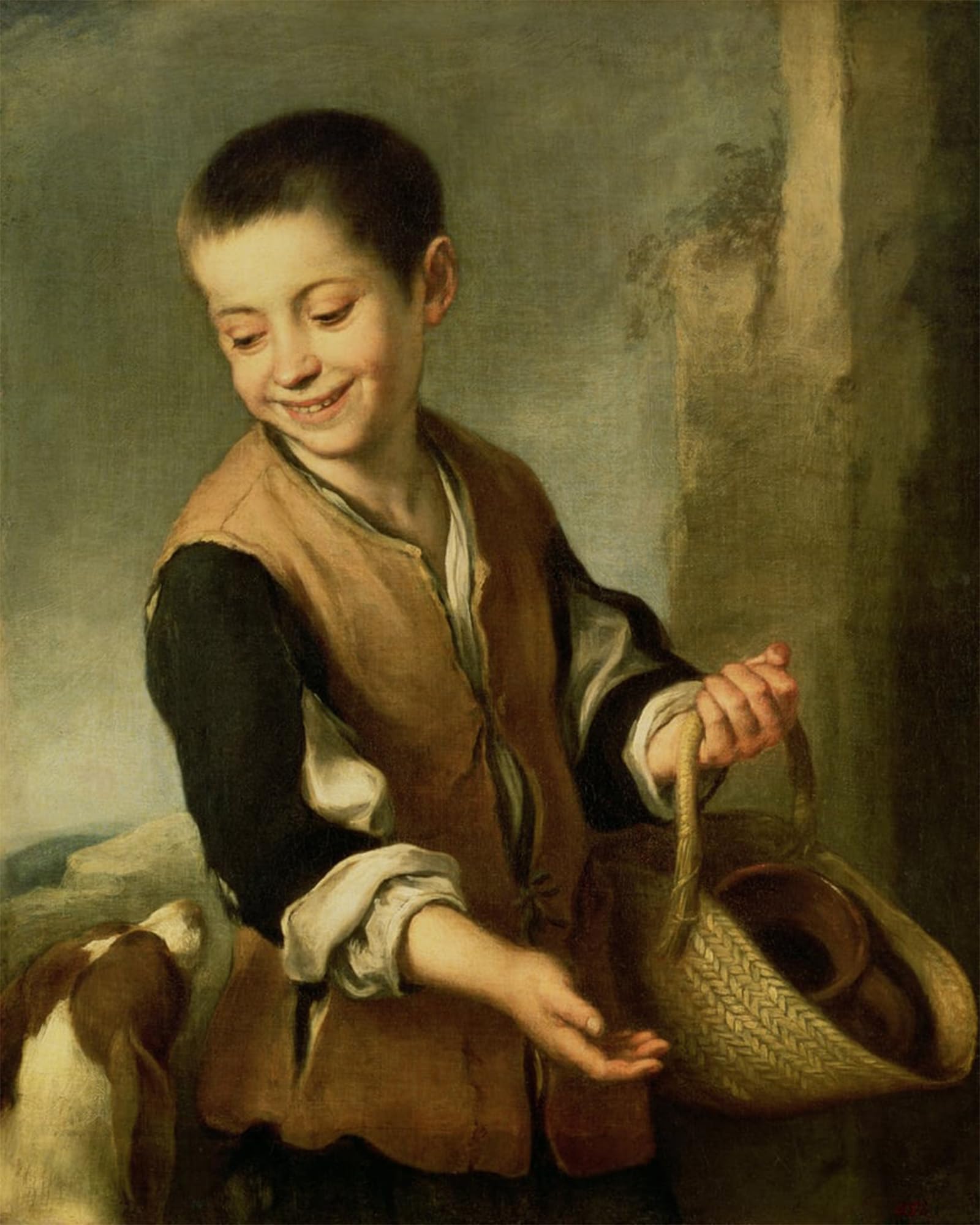 ARTXLXXBN Famous Painting Art Wall Decor Abstract Art Picture Boy with a Dog by Bartolomé Esteban Murillo Animal Pictures for Home Decor 60x90cm