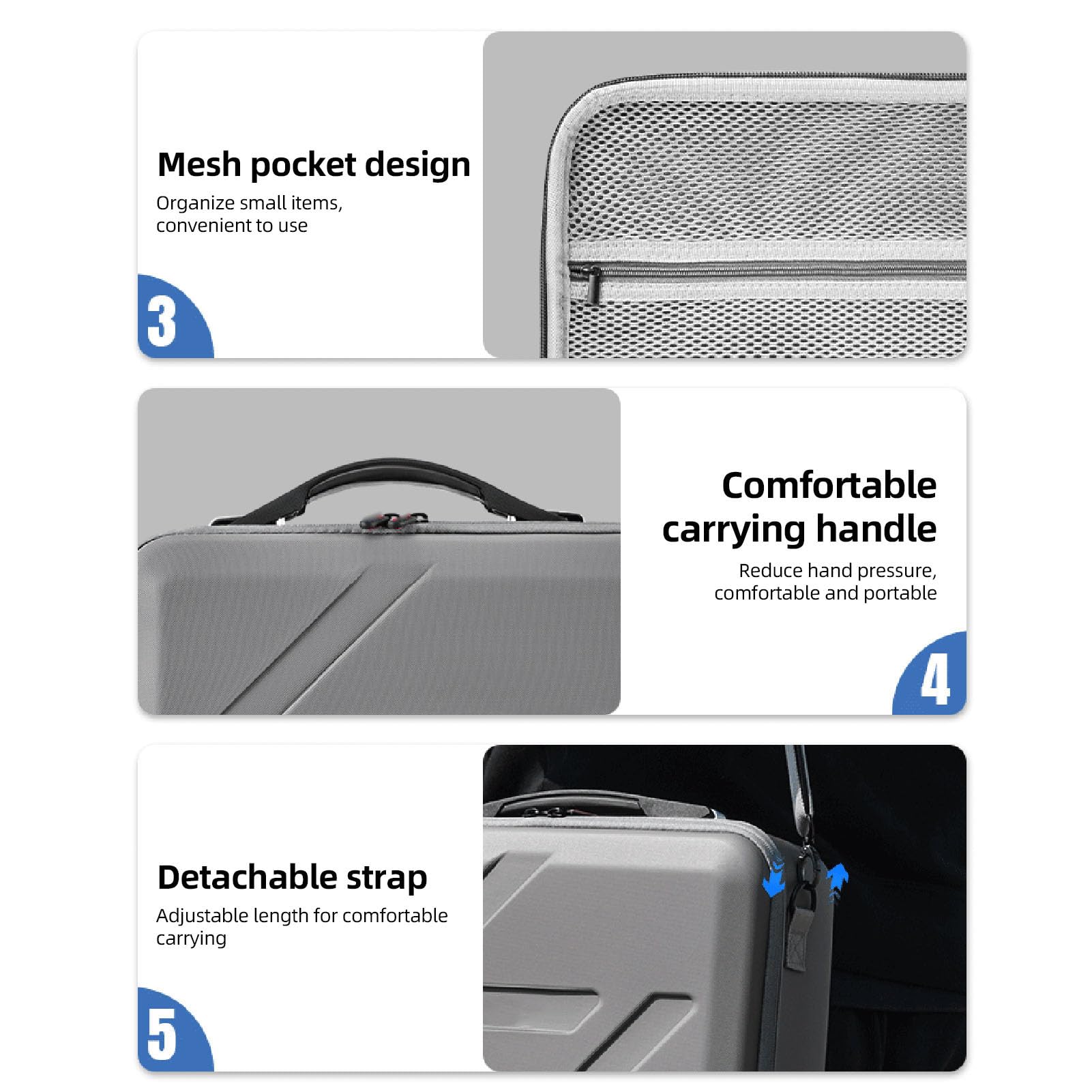 Jiawu Custodia per Drone in PU Antipioggia con Doppia Cerniera per Accessori Flip Drone, Borsa da Trasporto di Grande capacità per Esigenze di Stoccaggio Quotidiane
