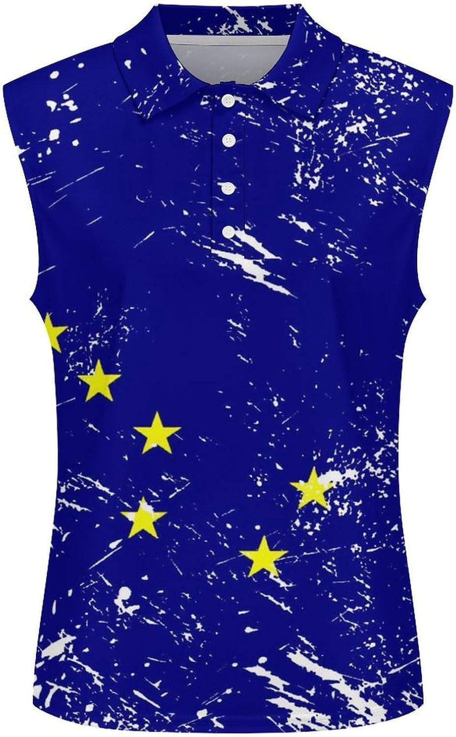 Alaska State Flag Womens Golf Shirts Sleeveless Polo Shirts Collared Tank Tops