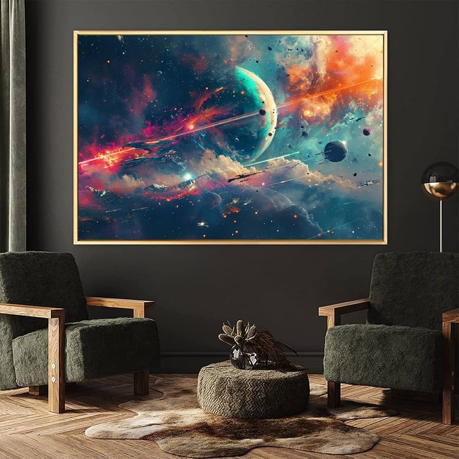 【インテリアアート】絵画◾️インテリア雑貨◾️インテリア◾️アート◾️抽象画◾️宇宙 Amazon.co.jp: 絵画 宇宙の中の地球インテリア 絵画 アート