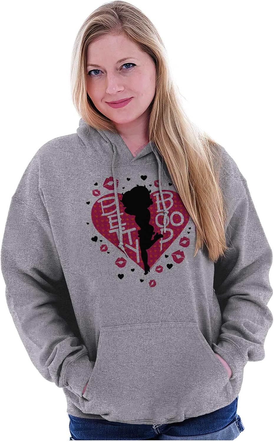 Brisco Brands Betty Boop Fans Lovers Cute Heart Hoodie Sweatshirt Women
