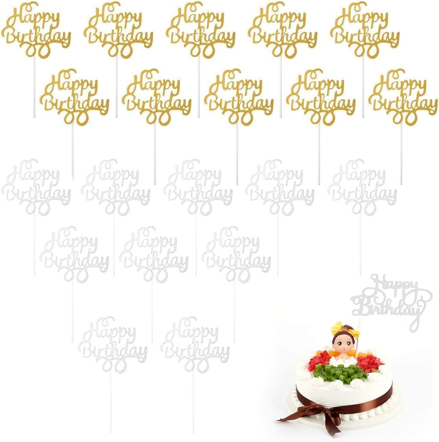 20pcs Happy Birthday Cake Topper Birthday Party Decorations