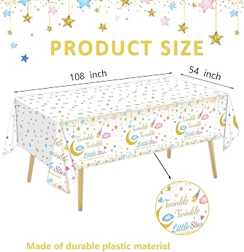 Oigco 3 Packs Twinkle Twinkle Little Star Gender Reveal Party Decorations Tablecloths,Pink Blue Little Star Gender Reveal Tablecloth for Baby Shower Supplies, 54 x 108