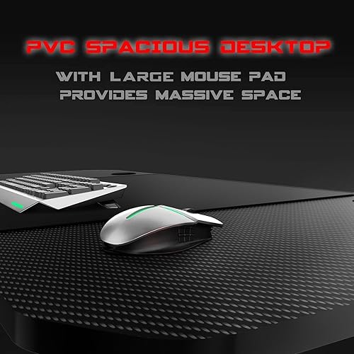 Miniatura 6 de VITESSE Escritorio Ergonómico para Gaming de 55 Pulgadas, Escritorio de Computadora de Oficina en Forma de T con Alfombrilla para Mouse, Mesas