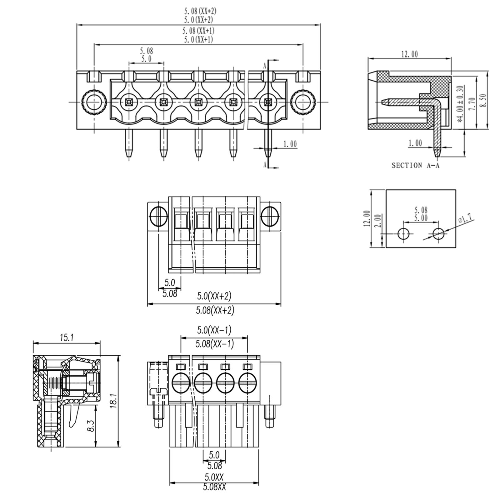 Oiyagai Lot De 20 Connecteurs PCB 3 Broches 5,08 Mm – Borniers à Vis Mâle + Femelle, Pour Électronique Et Projet DIY