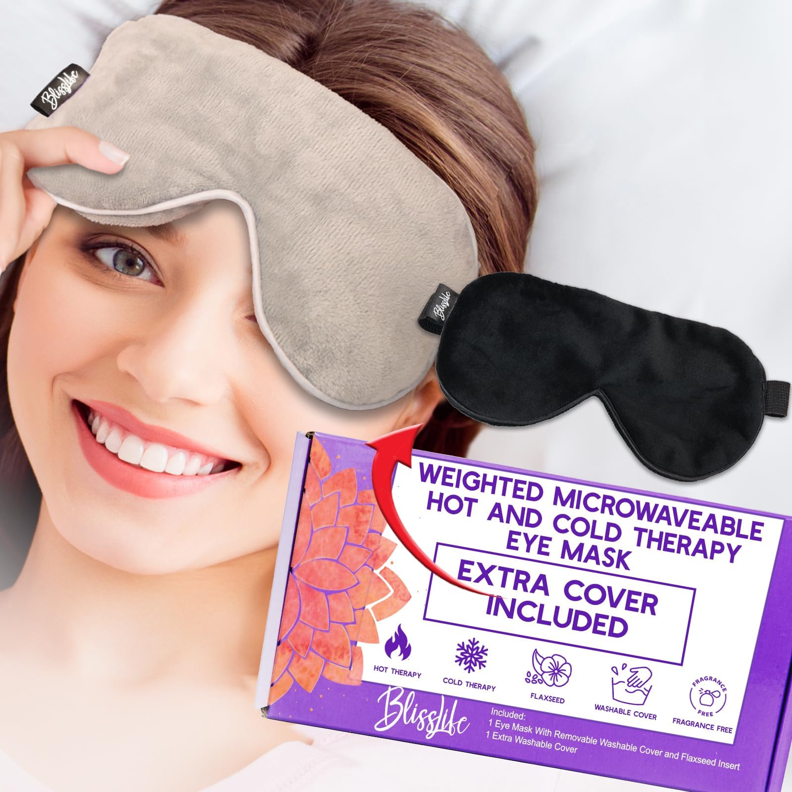 BlissLife Eye Mask for Dry Eyes, Eye Compress for Dry Eyes, Hot Eye Mask, Microwave