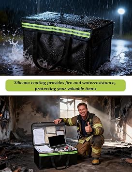 Large Fireproof Document Bags (241213), 4-Layer Thickened 360 Fire Safe Document Box, Rainproof Side Flap, Spacious Storage for All Valuables & Files Safe Accessories