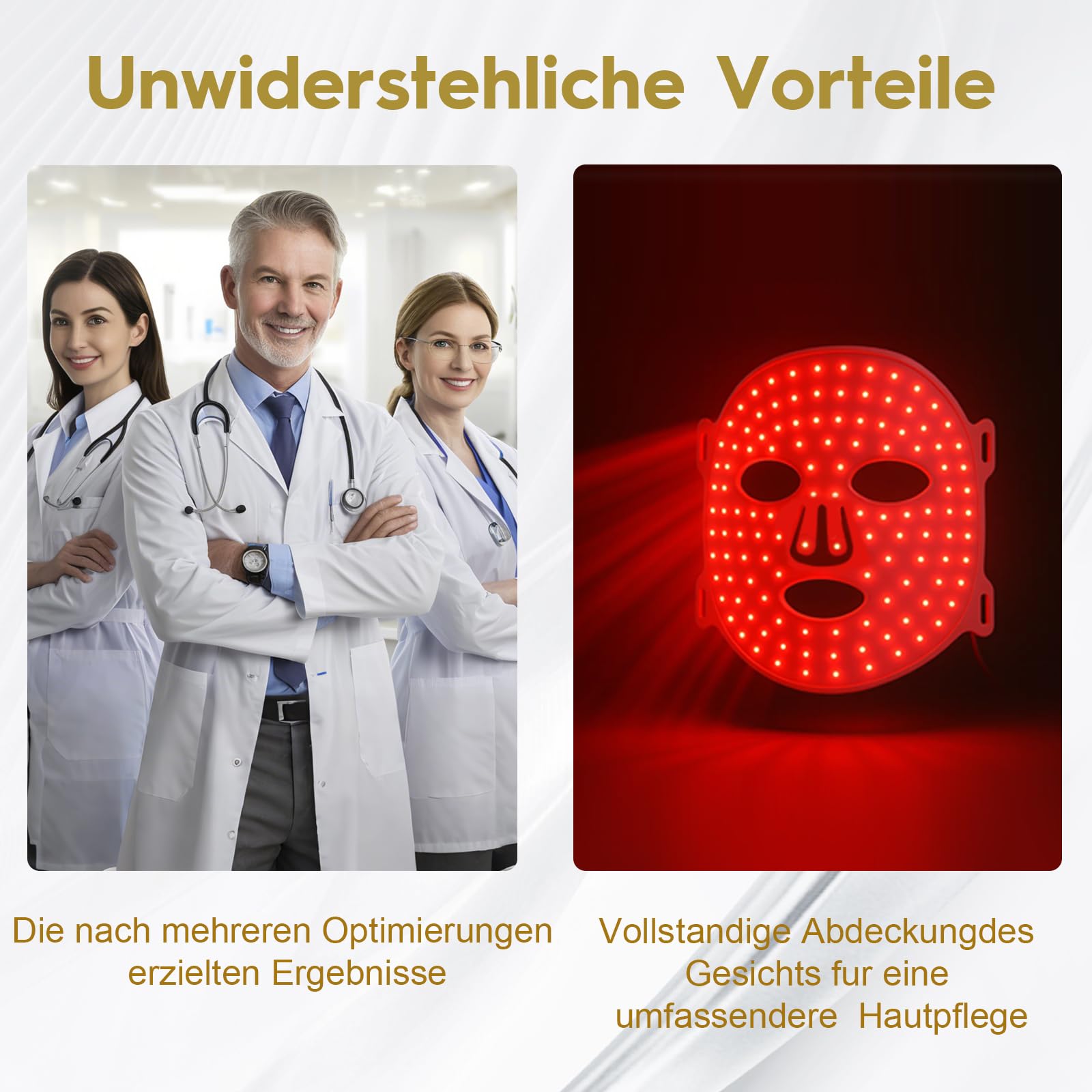 LED Gesichtsmaske 625nm Rotlicht Maske Gesicht 108 LEDs, 7 Farben | 324 Chips, 7 Beleuchtungsmodi und 3 Einstellbare Helligkeitsstufen, Wiederaufladbare，für Straffung und Revitalisierend