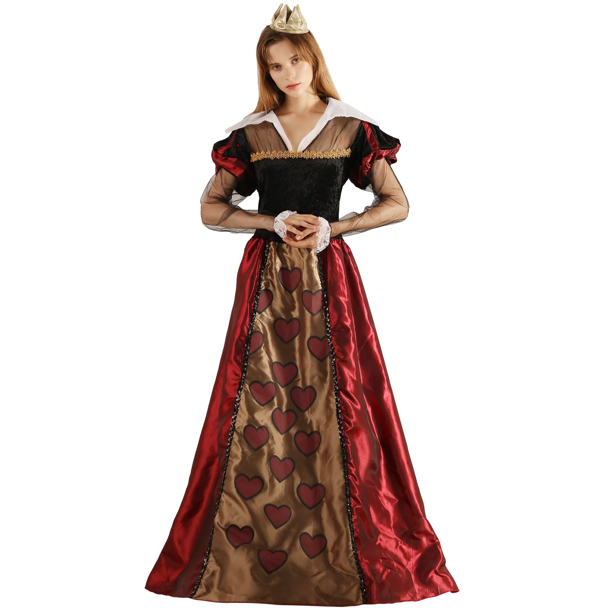 Megartico Halloween Alice Red Queen Dress Adult Women,Queen of Hearts Costume,Medieval Vintage Costume