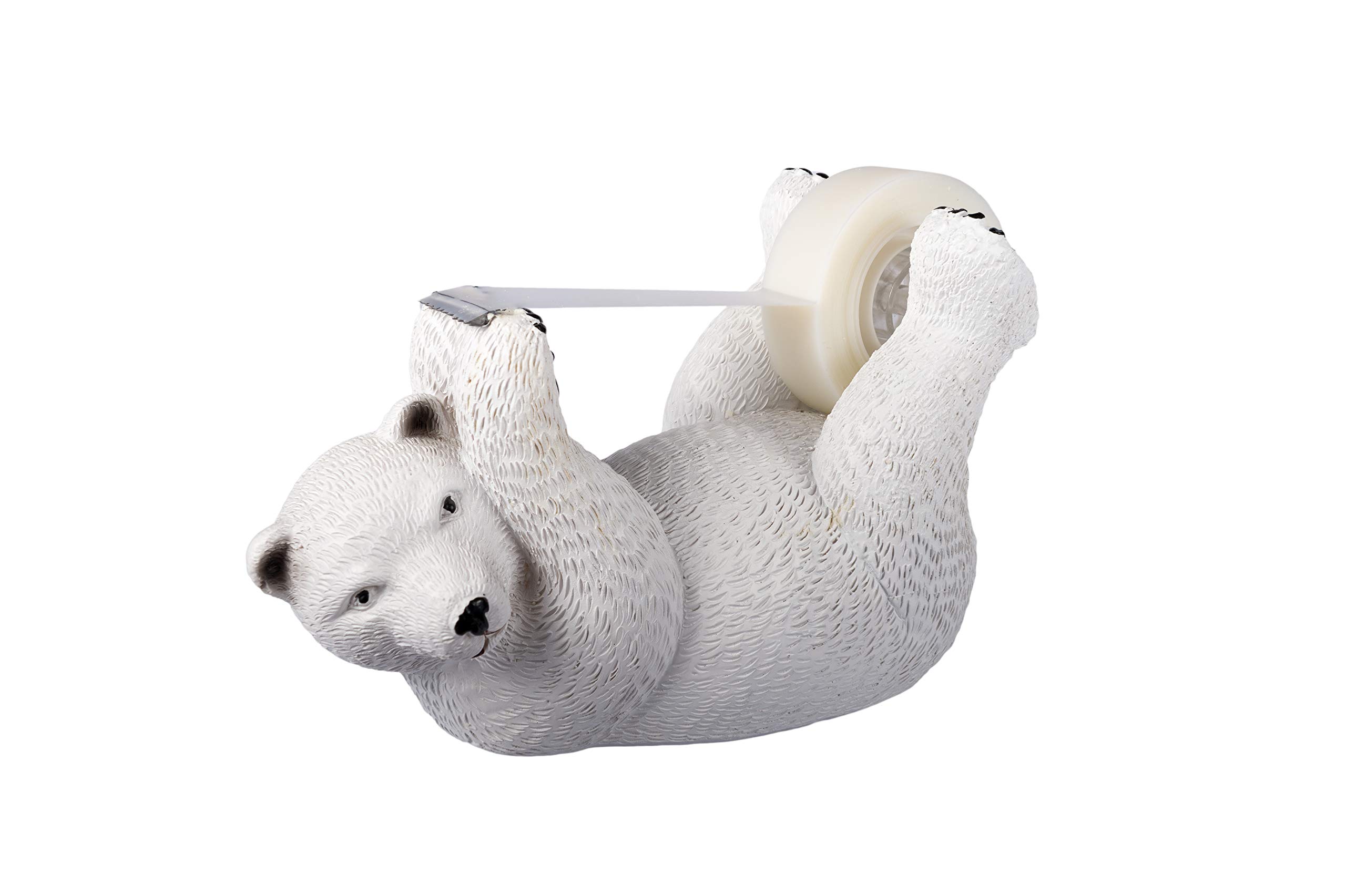 ANIMMO Polar Bear Style Desktop Tape Dispenser with Steel Teeth Tape Cutter, Tape Holder with Velveted Cloth Bottom for Desk Accessories Office and Home