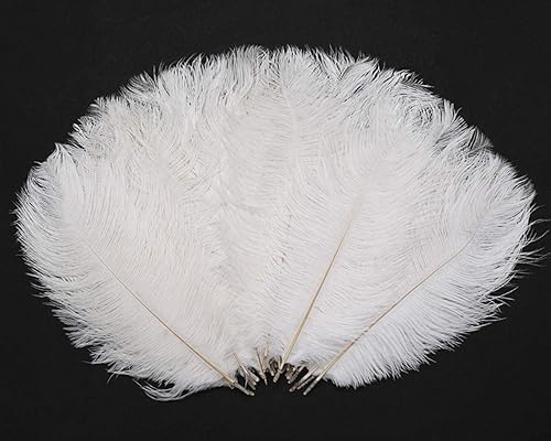Hollosport 30 plumas de avestruz blancas a granel de 10 a 12 pulgadas para centros de mesa, fiestas, bodas, decoración del hogar, atrapasueños,
