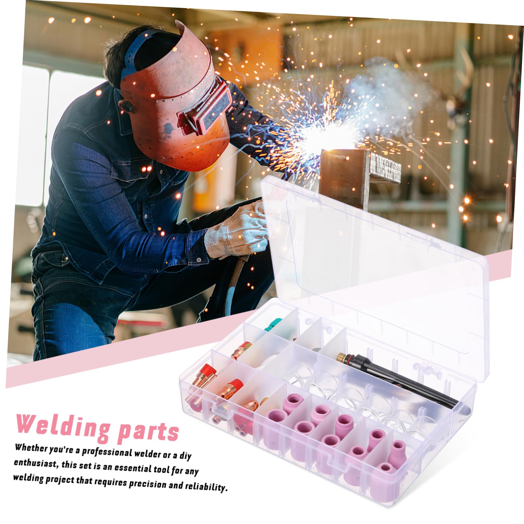 DOITOOL Kit de Accesorios para Soldadura Tig Copas de Vidrio y Cuerpo de Pinzas de Acero Inoxidable, Diseño Preciso y Uso Duradero para Proyectos de Soldadura