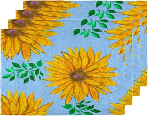 Sunflower Classic Texture Placemats Set of 4 Table Mats Washable Placemat Waterproof Place Mats for Party Home Dining Table Decor 18x12 in
