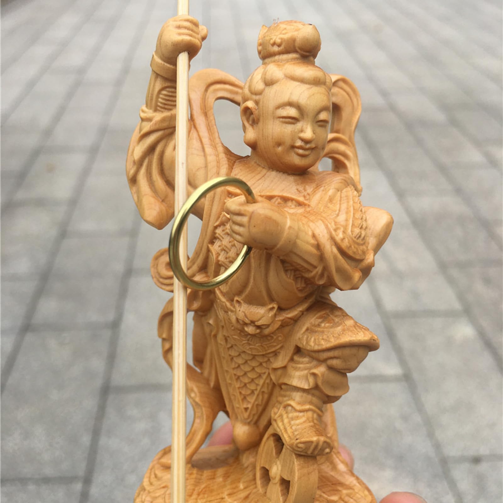 Estatua de Buda de boj Escultura china Feng Shui Estatua de Buda tallada a mano (B)