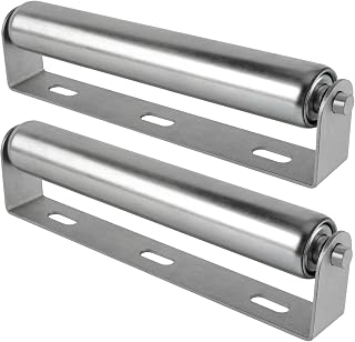 HOZEON 2 Pack 10 Inches Long Roller and Bracket Set, 1.5 Inch Diameter Galvanized Steel Long Roller with Bracket, Roller and Bracket Set for Conveying All Kinds of Goods and Heavy Objects