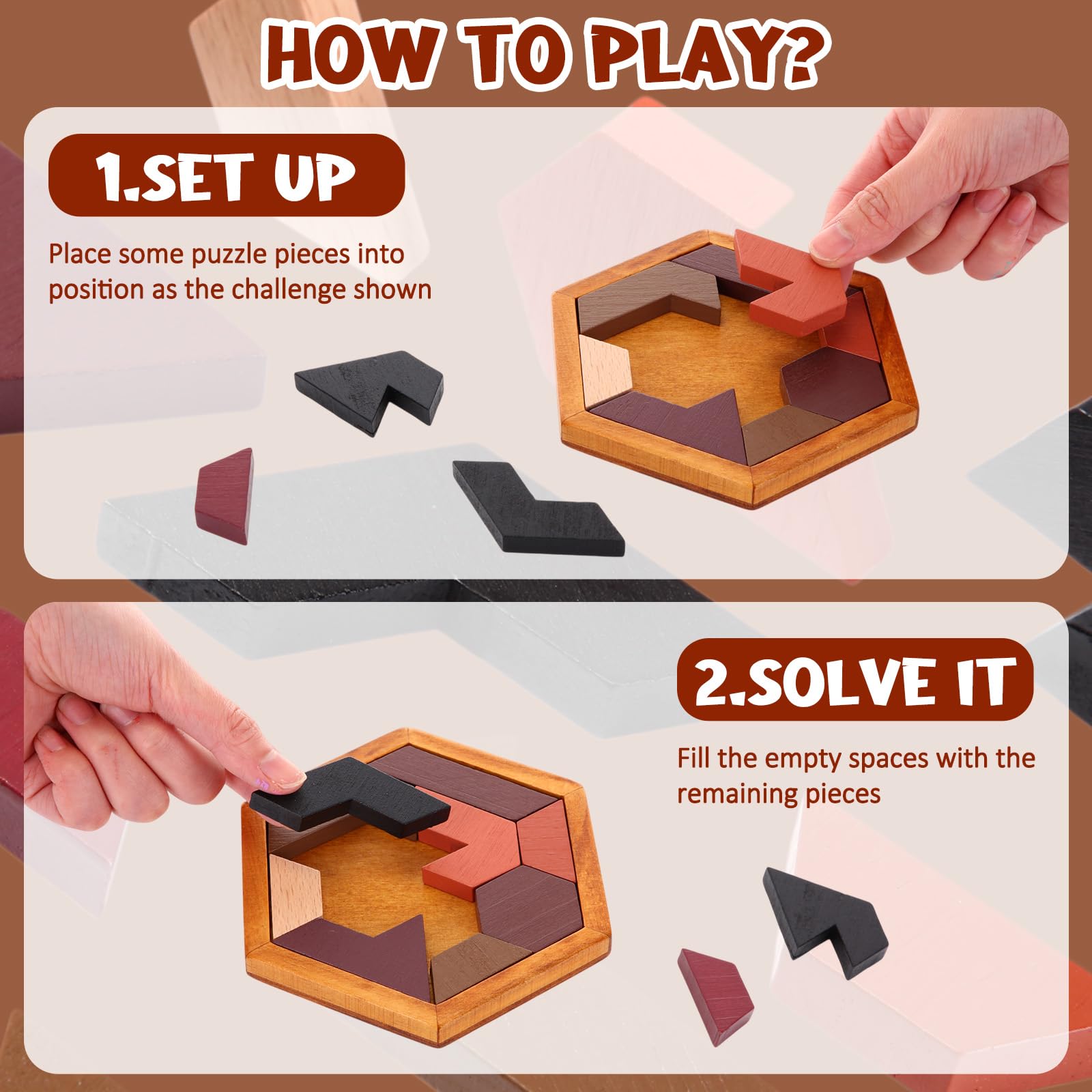 Amazon.com: Yilloog 12 Pack Hexagon Tangram Puzzles Gifts for
