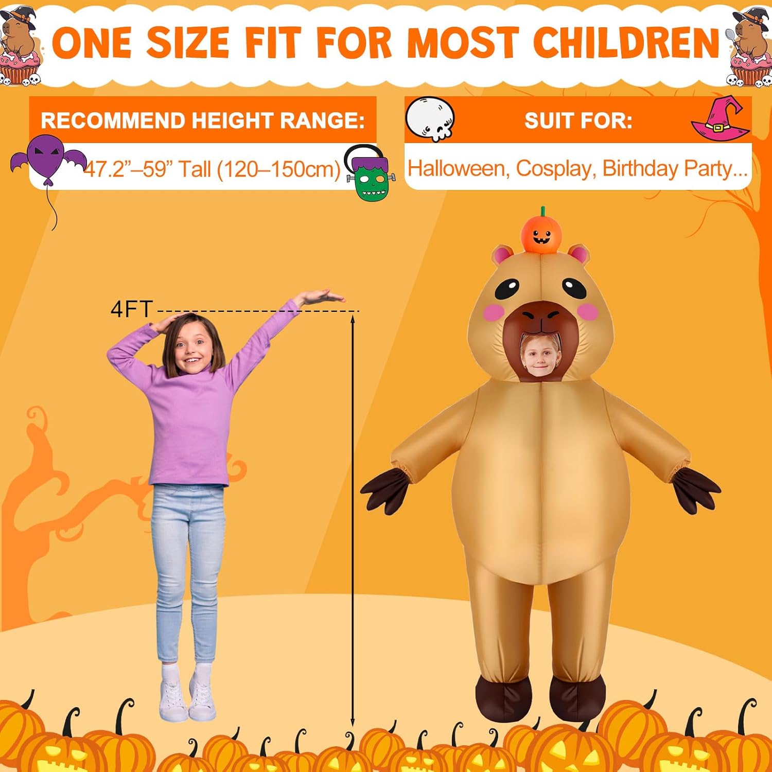 Inflatable Capybara Costume Inflatable Halloween Full Body Blow up Costumes for Cosplay Party - Image 2