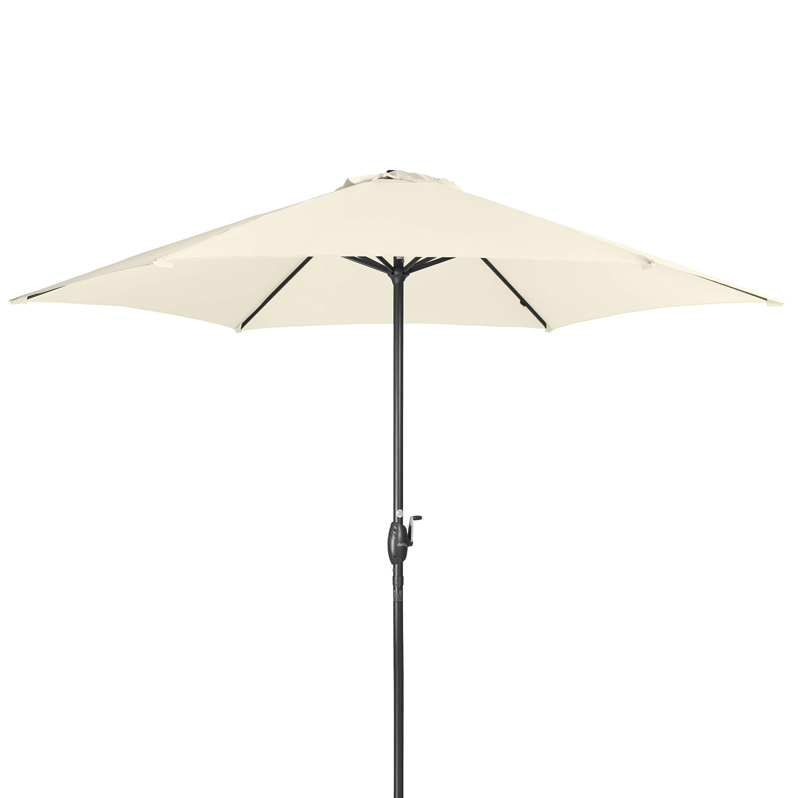 Doppler derby Basic Lift NEO 300 cm - Großer, runder Sonnenschirm für den Garten - Mit Kurbel - Regenabweisend - ca. 300 cm - Natur