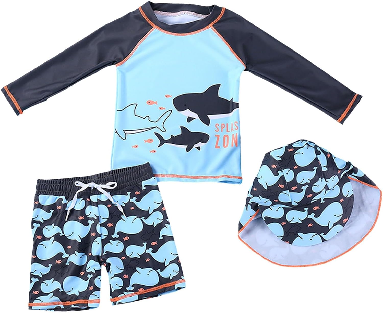 Baby Swim Trunks Two Piece Cute Adjustable Beach Printed Bathing Suits with Trunks Summer Training Holiday Teen Boys Swim Set