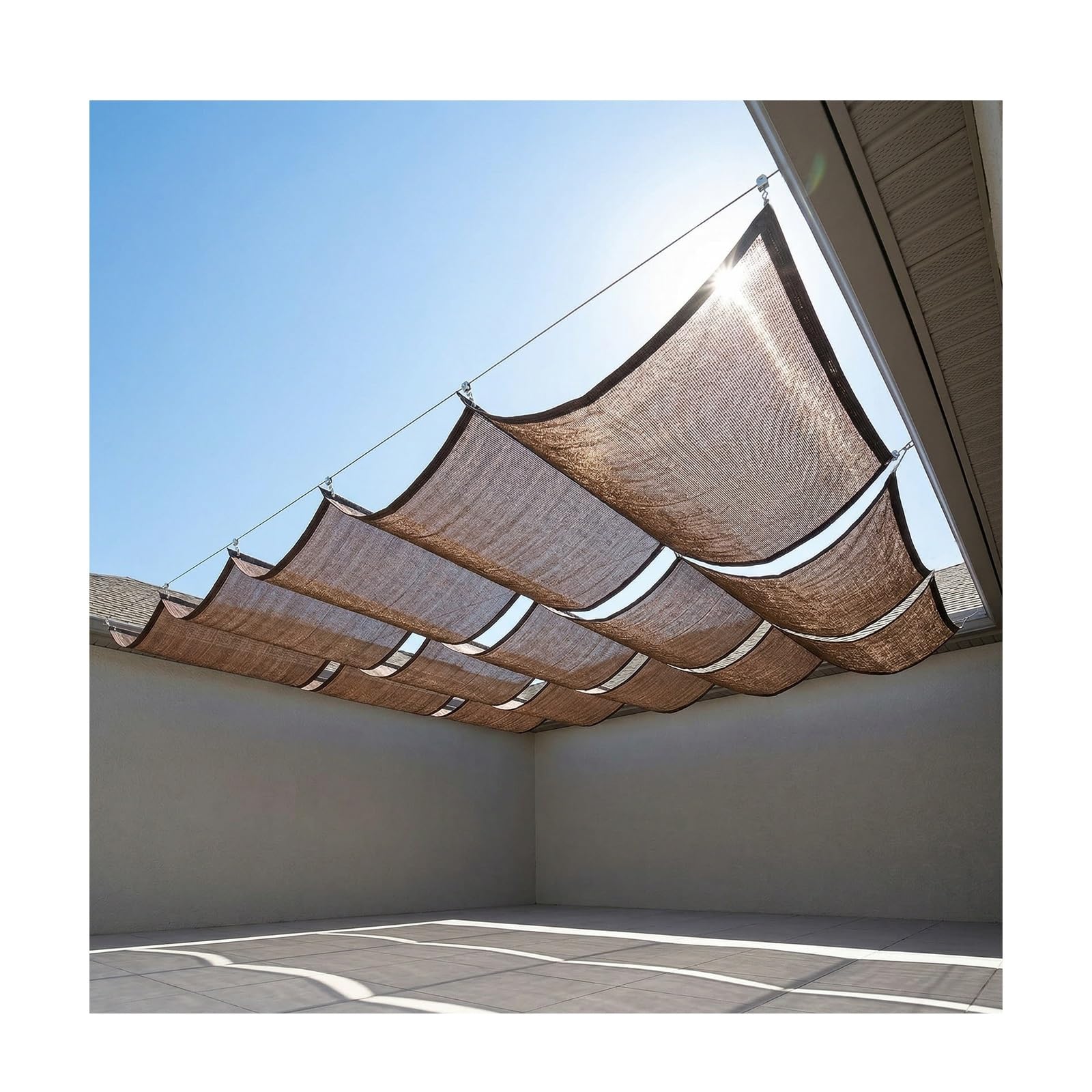 Voile de pare-soleil extérieur pour terrasse, auvent en U en tissu respirant HDPE W2.5xL15m