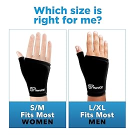 TheraICE Wrist Ice Pack Wrap Thumb Brace for Either Hand for Hot & Cold Therapy - Reusable Soft Gel Glove for Injuries, Carpal Tunnel, Arthritis, De Quervain\'s Tenosynovitis - Fits Most Women - S/M