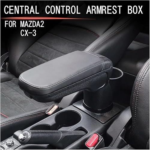 Miniatura 3 de Caja de reposabrazos central para automóvil, sin perforaciones, caja de almacenamiento compatible con Mazda CX-3 2015-2018 Mazda 2 2020-2021