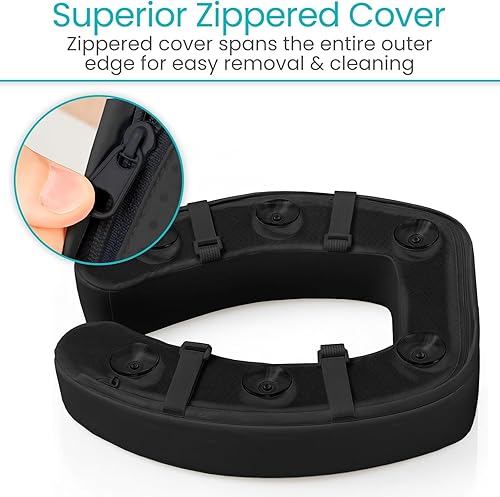 Vista 8 de Asiento de Inodoro Vive (Espuma Acolchada Suave) - Fácil de Limpiar, Acolchado Suave para Baño - Apto para Asientos Estándar y Alargados - Donut