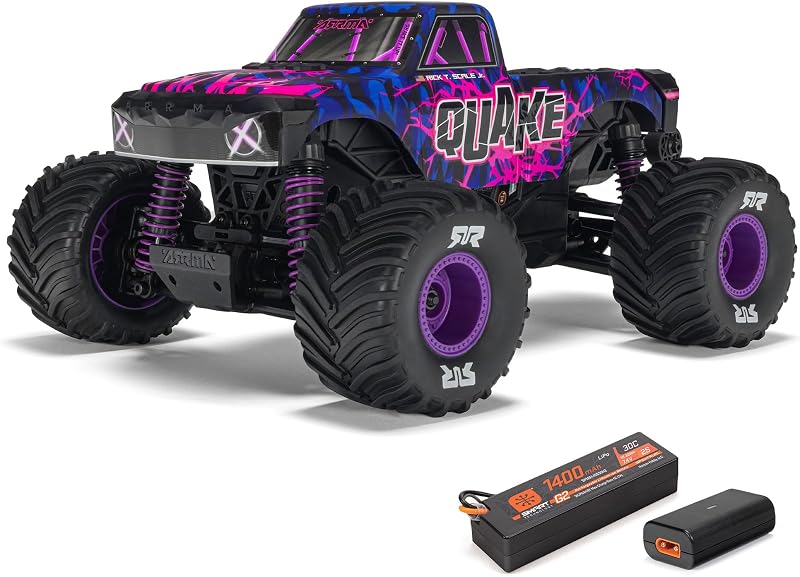 1/16 Quake GROM 4X4 RTR Brushed Monster Truck, Purple | RC Truck, Battery & Charger Included, ARA2137T3