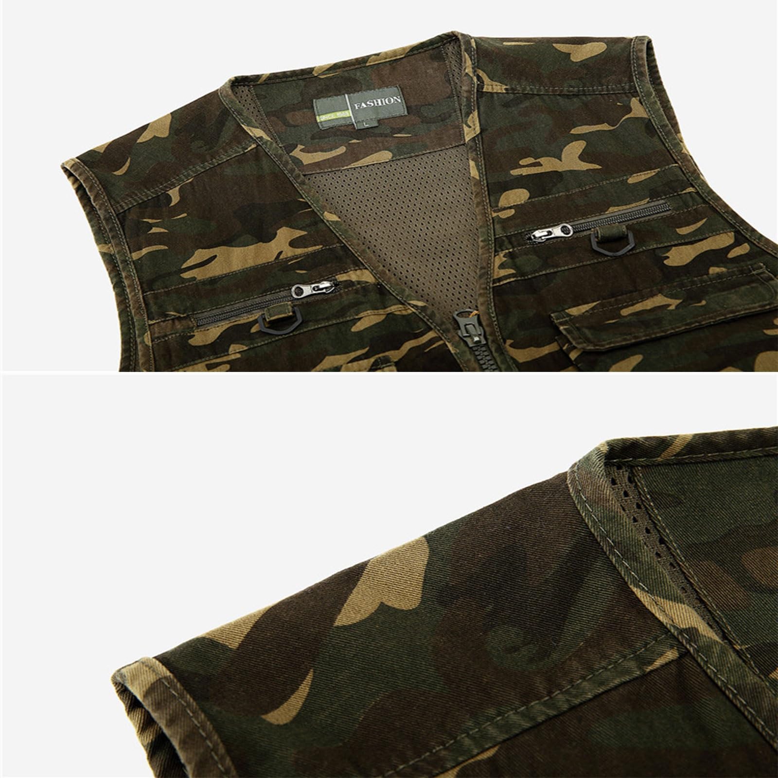 Wygwlg Gilet Mimetico Da Uomo, Gilet Fotografico Da Viaggio Per Pesca Da Lavoro All'aperto Da Uomo Con Tasche Multiple