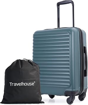 Travelhouse Hardshell Carry On Luggage Airline Approved 20" with Spinner Wheel, Hardside Check-on Luggage Suitcase,Small Travel Suitcase for Bussiness Trip and School
