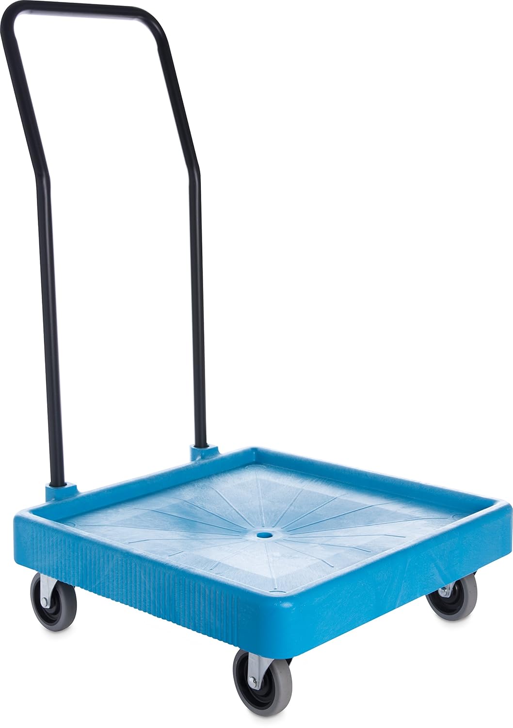 Carlisle FoodService Products E-Z Glide Polypropylene Warewashing Rack Dolly with Handle – Compatible with 19.75in Warewashing Rack, Commercial Cart with Rubber Wheels, Blue