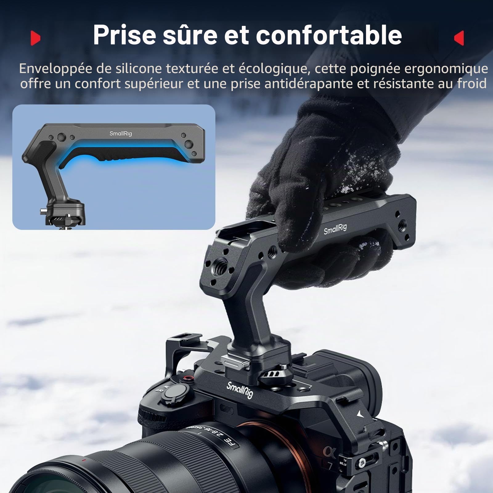 SMALLRIG HawkLock H21 Poignée Supérieure à Dégagement Rapide, Bidirectionnelle et Compatible avec NATO QR-Slide pour Arri (vis 1/4"-20), Conception Ergonomique, Charge Max15 kg - 5632