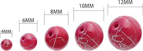 Miniatura 3 de RUBYCA 300 cuentas de vidrio sueltas de varios tamaños para la fabricación de joyas, rosa opaco, salpicaduras de pintura plateada