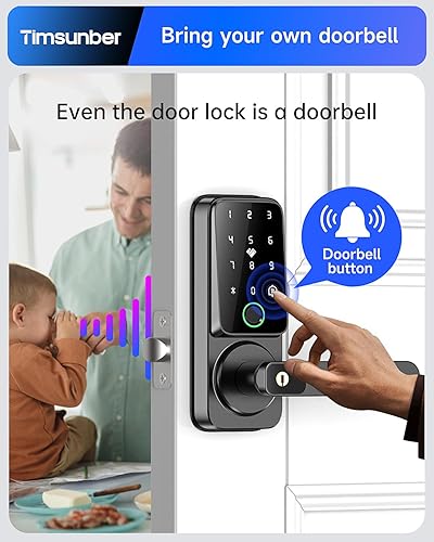 Miniatura 4 de Cerradura de puerta de entrada sin llave con asa, cerraduras inteligentes de huellas dactilares, manija de puerta de llave, juego de puerta de