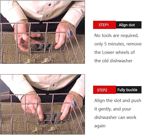 Miniatura 3 de W10195416V (paquetes de 4), ruedas inferiores para lavavajillas, piezas de repuesto de eje de metal, altura de 2.83 pulgadas para Kitchen Aid