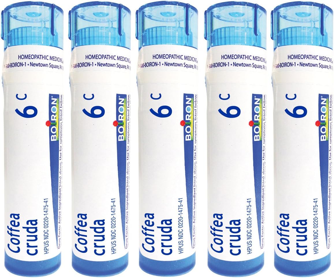 Boiron Homeopathic Medicine Coffea Cruda, 6C Pellets, 80-Count Tubes (Pack of 5)