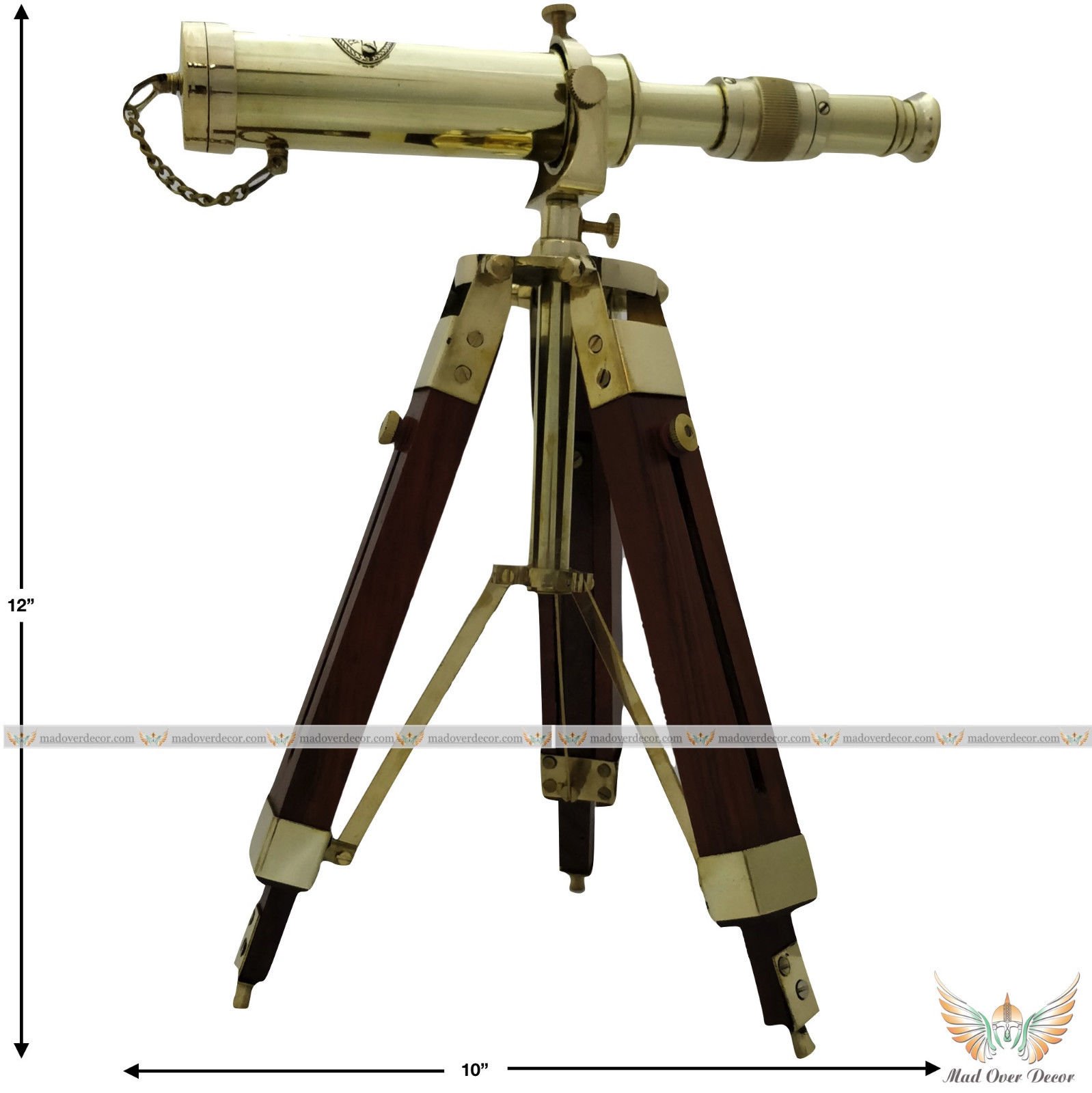 Mahira Nautical Maritime Nautical Decorative Brass Pirate Barrel Telescope with Tripod Stand B