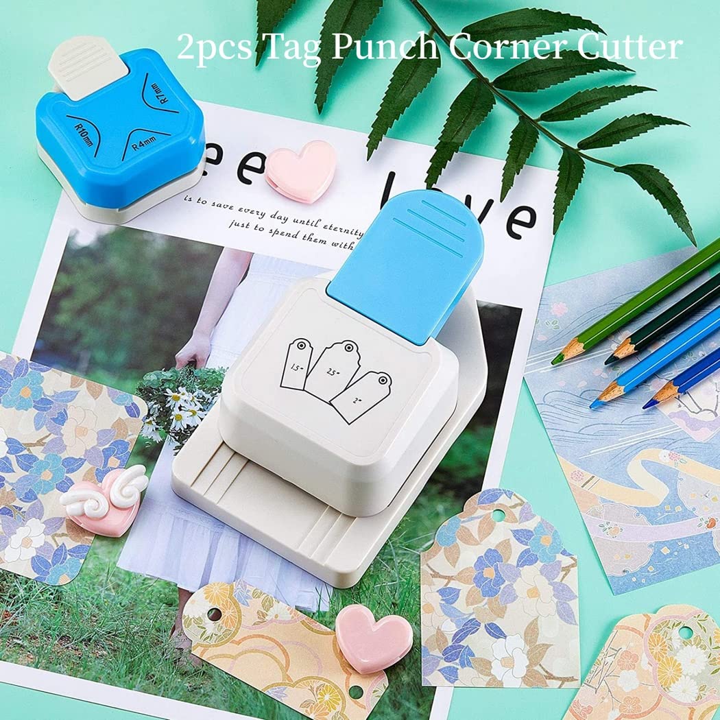 3-in-1-Papierstanzer zum Basteln, 3,8 cm, 5,1 cm, 6,3 cm, Tag-Stanzer mit Eckenabrunder für Scrapbooking und Kartenherstellung