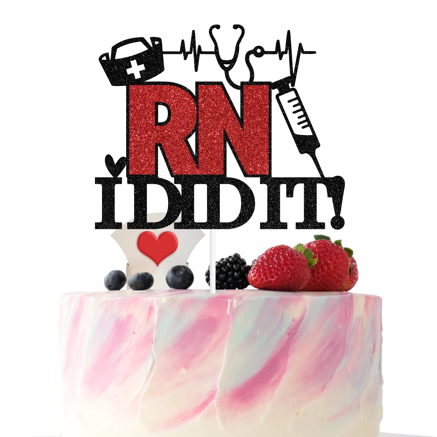 RN I Did It 케이크 토퍼, Congrats RN, It's Giving RN, 간호사 축하, 간호 학교 졸업 파티 장식