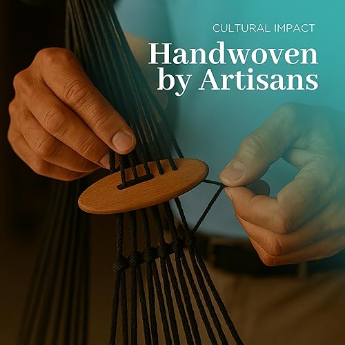 Miniatura 5 de Hamaca Maya tejida a mano La Casa de La Hamaca - 100% algodón para uso en interiores y exteriores, artesanía artesanal prémium de México (negro,