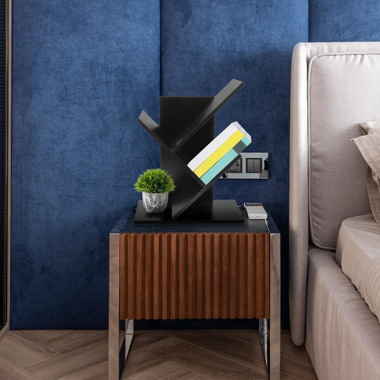 Alipis Libreria da Scrivania in Legno Nero per Ufficio e Workspace