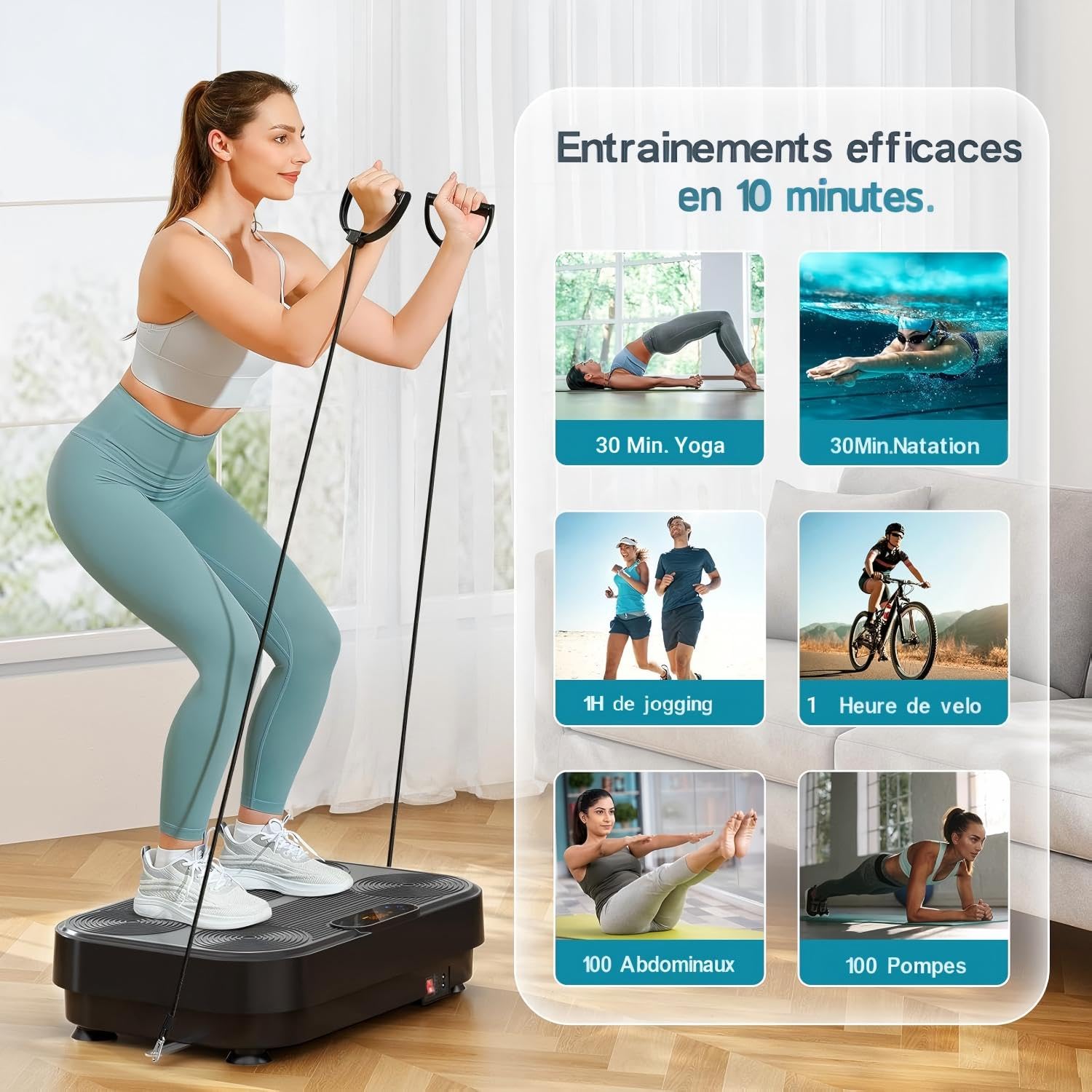 Dripex Plateforme Vibrante 5 Programmes 99 Niveaux d'Intensité avec Télécommande Bandes de Résistance