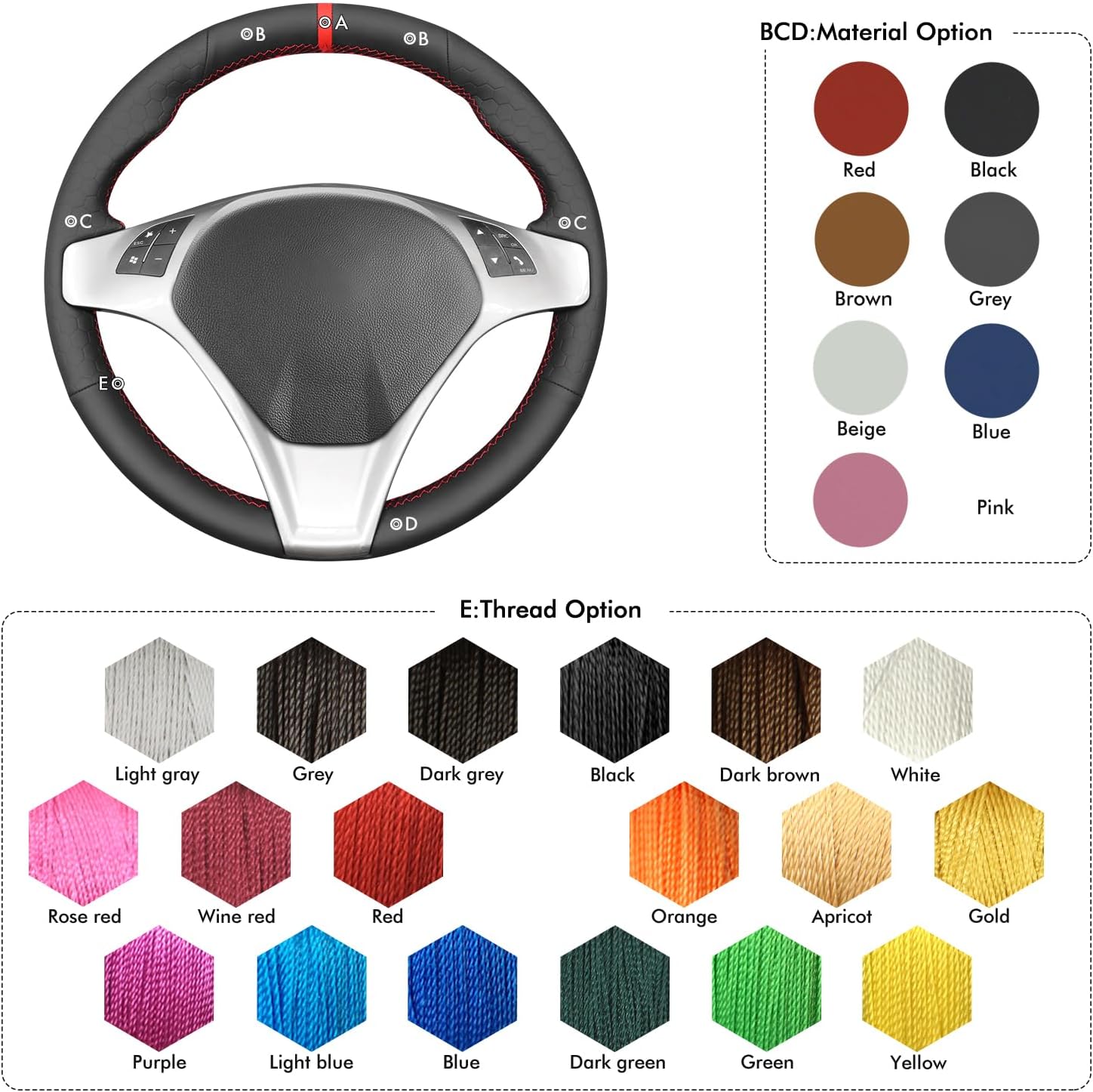 MEWANT Car Steering Wheel Cover for Alfa Romeo Giulietta 2010-2014 / MiTo 2008-2015