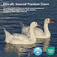 Vista 4 de Pacific Coast - Edredón de plumón tamaño King, 100% algodón, relleno de edredón, edredón extra mullido blanco, ultra suave, transpirable, edredón