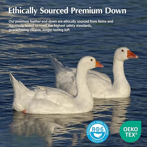 Miniatura 4 de Pacific Coast Edredón de plumón tamaño individual, relleno de edredón 100% algodón, edredón blanco extra esponjoso, ultra suave, transpirable,
