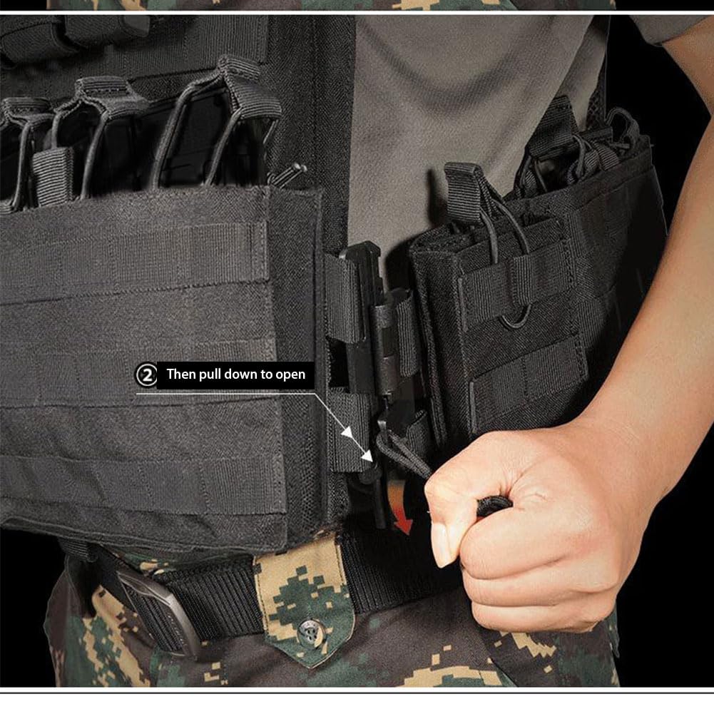 Chaleco táctico de liberación rápida, Chaleco MOLLE Multifuncional para Exteriores, Equipo de protección, Uniforme de Entrenamiento Militar Adecuado para Defensa Personal (Black 1)